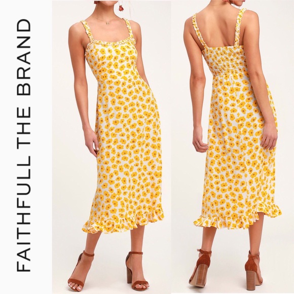 Faithfull the Brand Dresses & Skirts - 🆕 Faithfull the Brand Yellow Floral Midi Dress